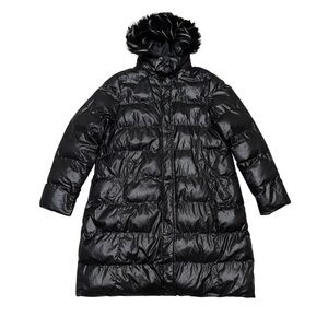 AMARC NEW YORK Black Puffer Coat Fur Lined Hood Women’s Size X-Large XL